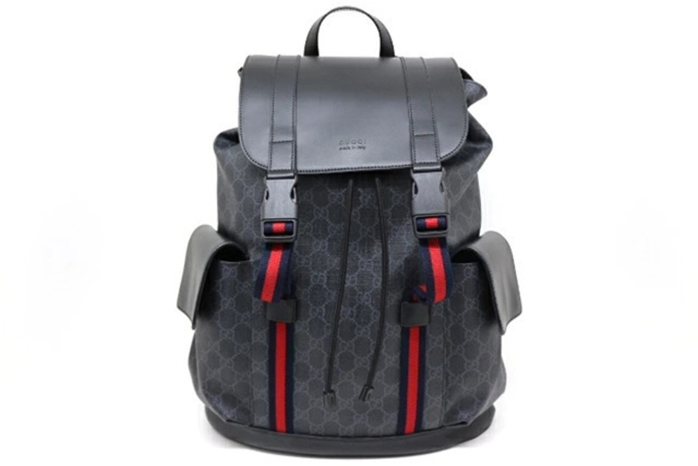 Gucci Backpack Rucksack Daybag Soft GG Supreme Canvas Black